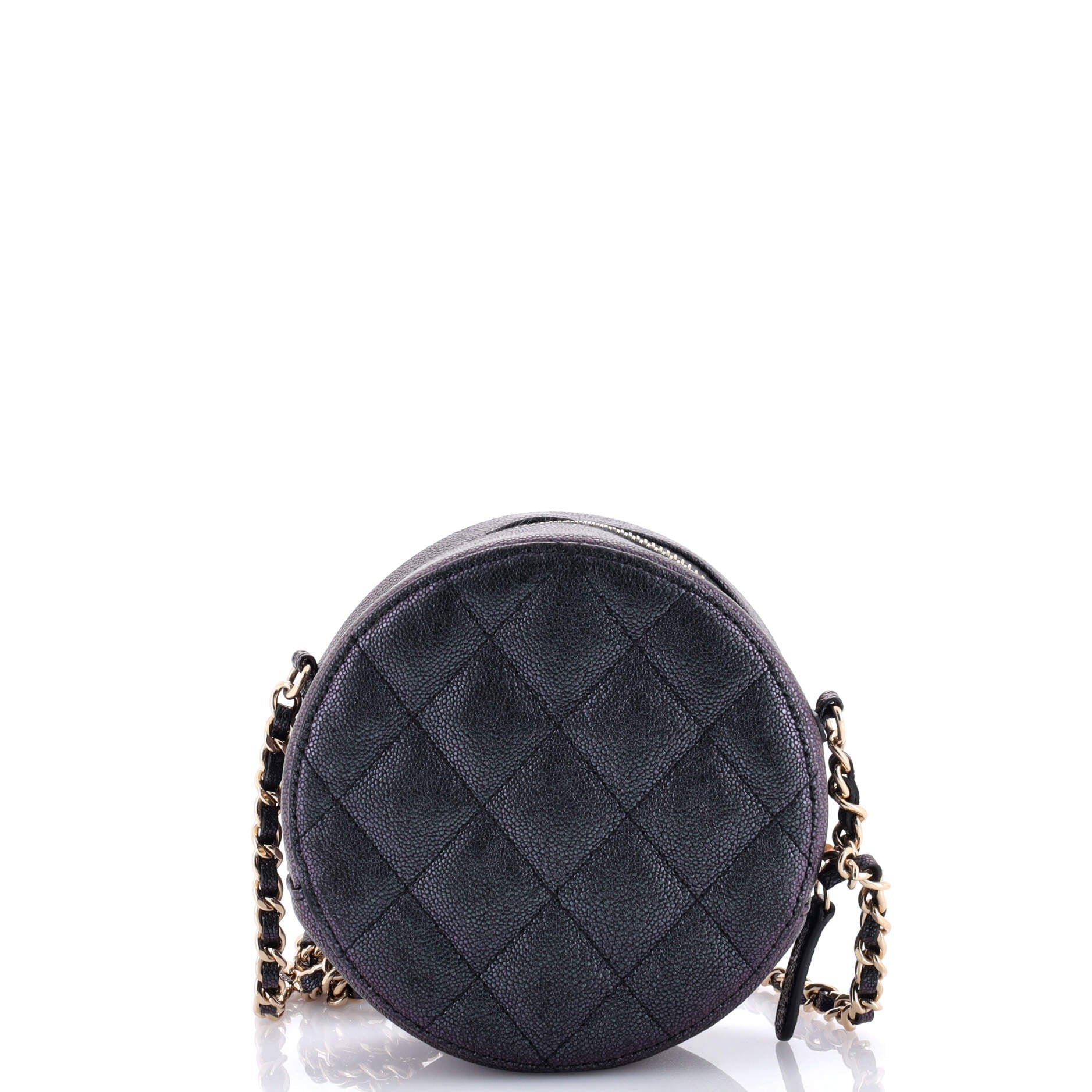 Chanel Round Clutch with Chain Quilted Iridescent Caviar Mini