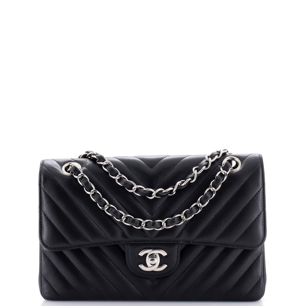 Chanel Classic Double Flap Bag Chevron Lambskin Small