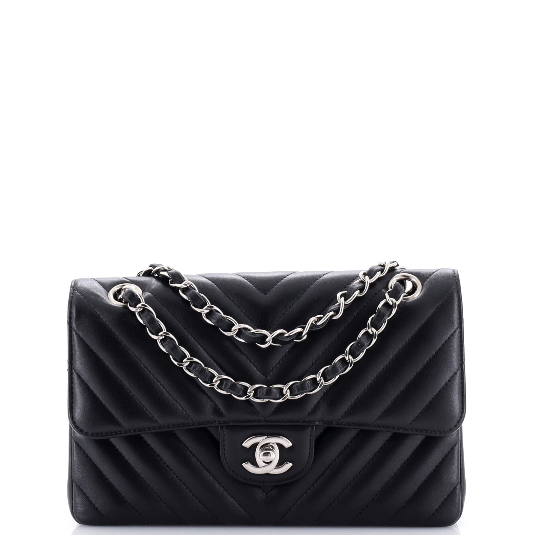 Chanel Classic Double Flap Bag Chevron Lambskin Small