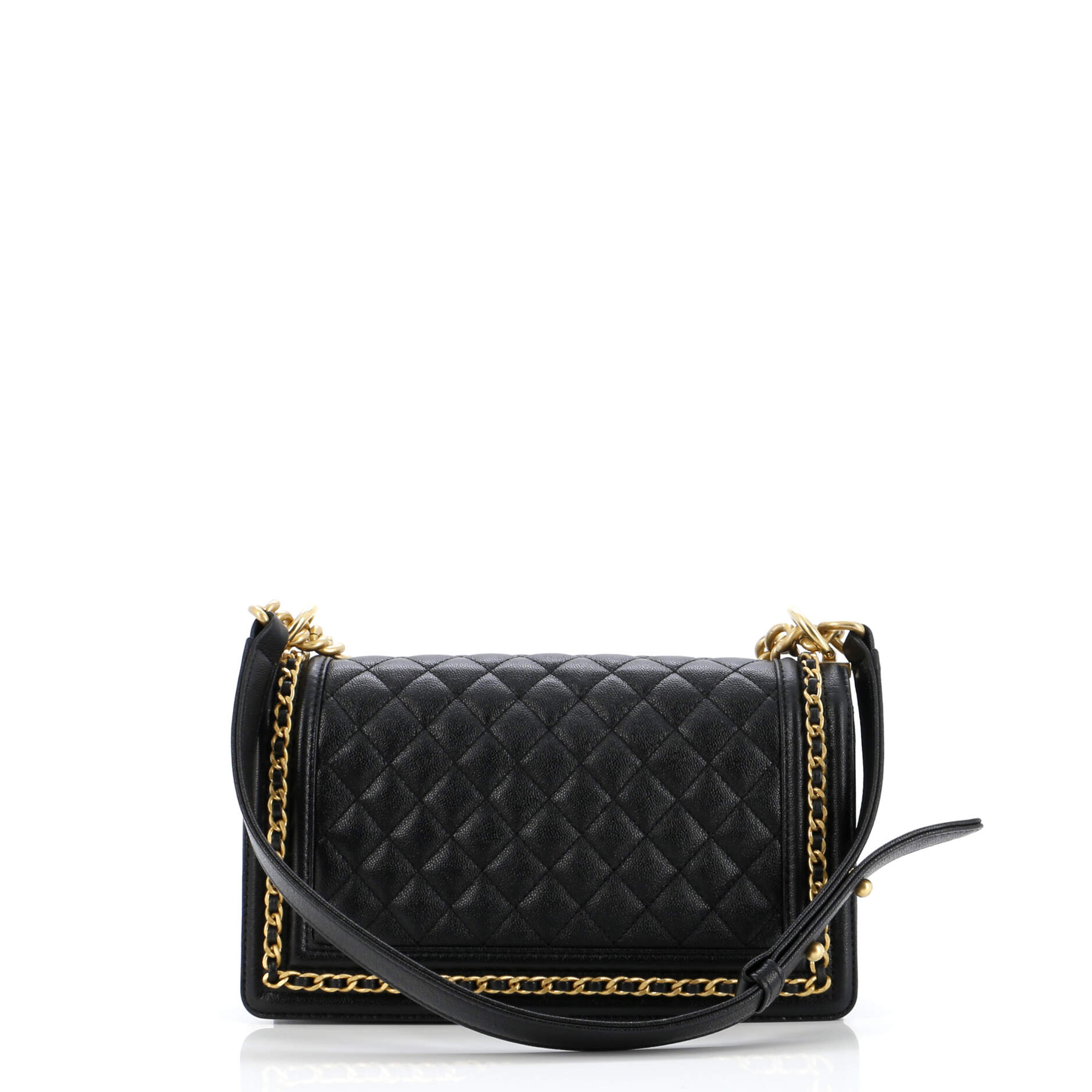 Chanel Chain Around Boy Flap Bag Quilted Caviar Old Medium