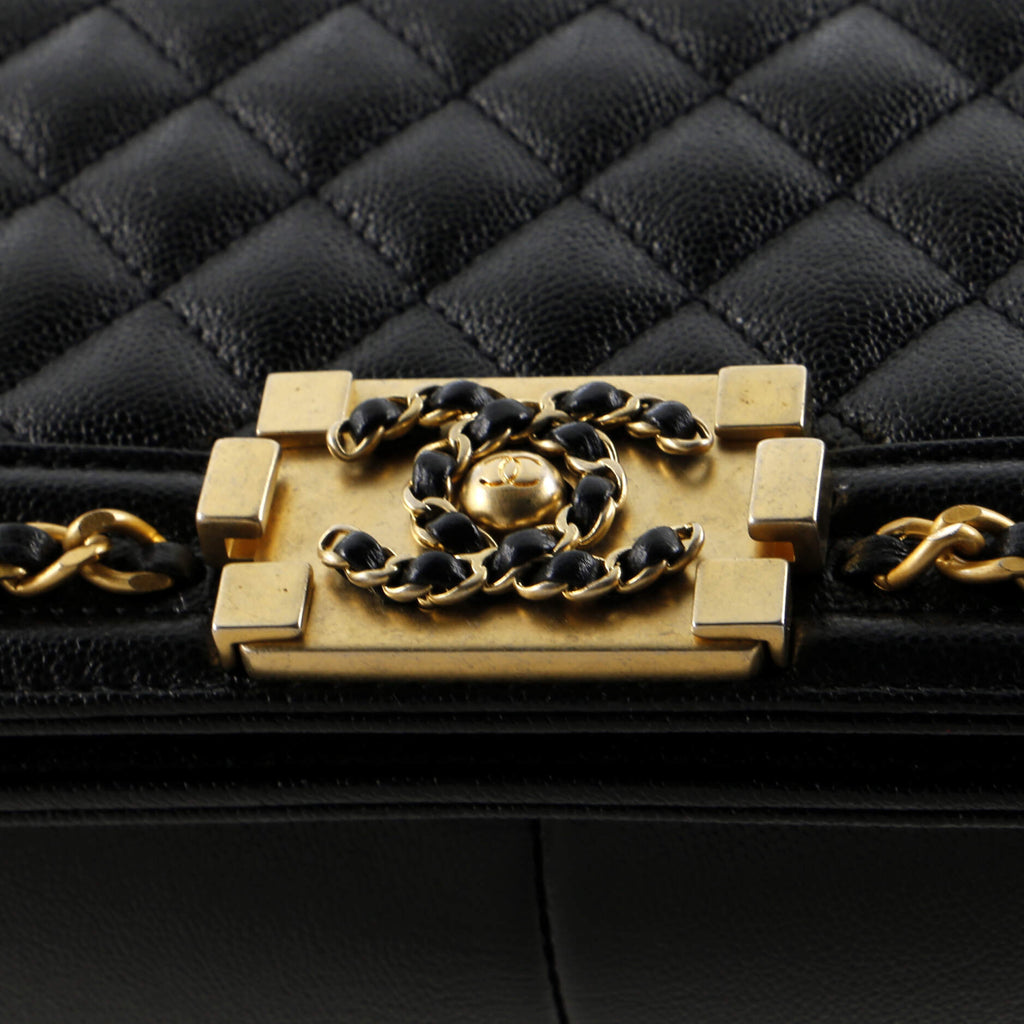 Chanel Chain Around Boy Flap Bag Quilted Caviar Old Medium