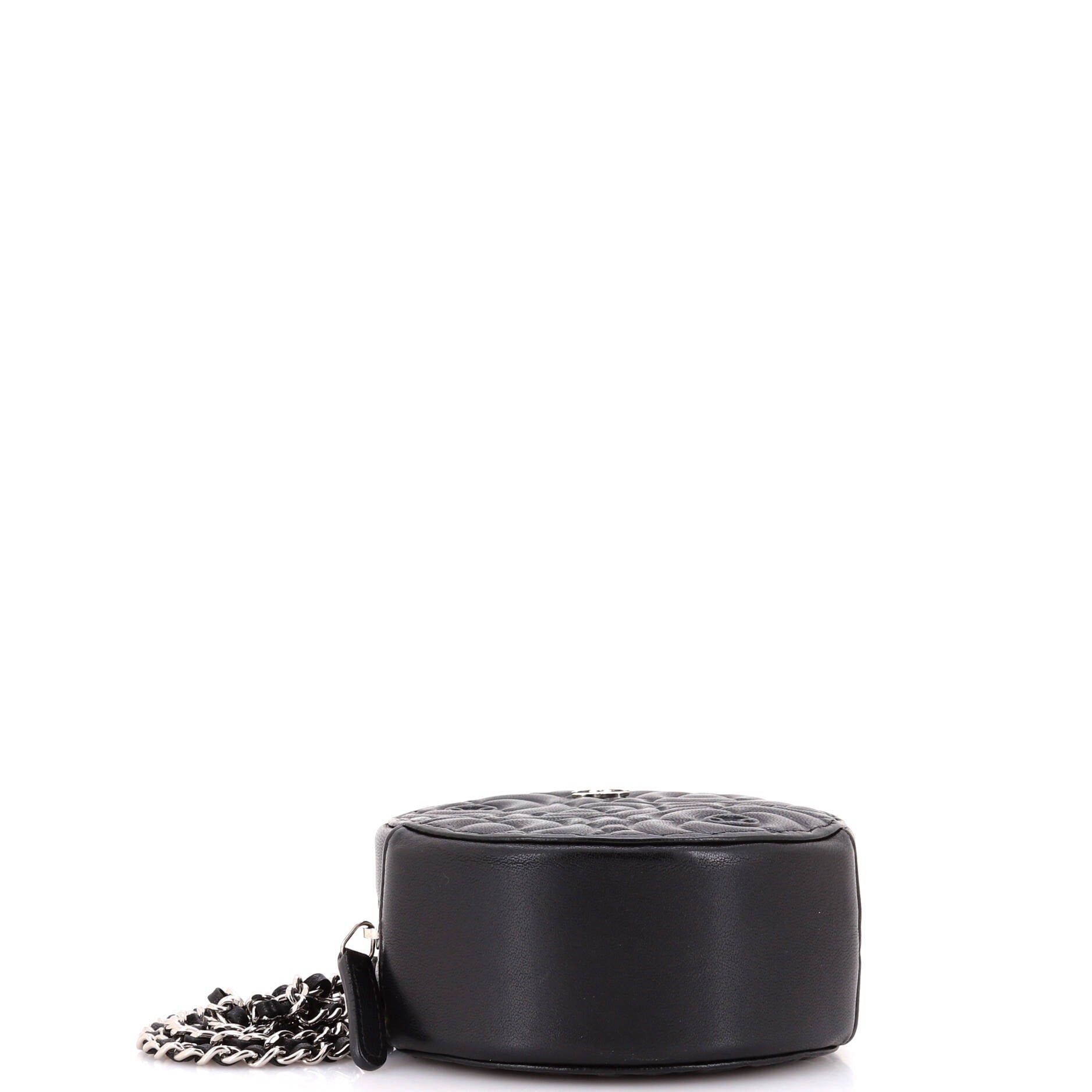 Chanel Round Clutch with Chain Camellia Goatskin Mini