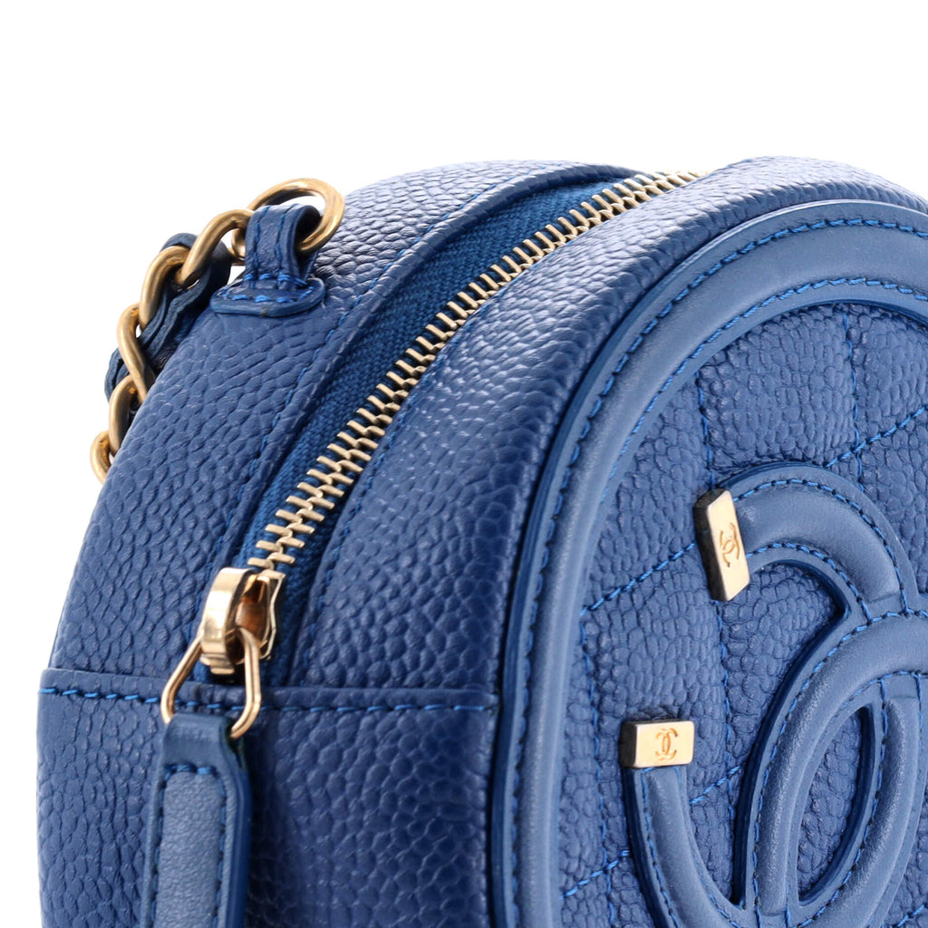 Chanel Filigree Round Clutch with Chain Quilted Caviar Mini