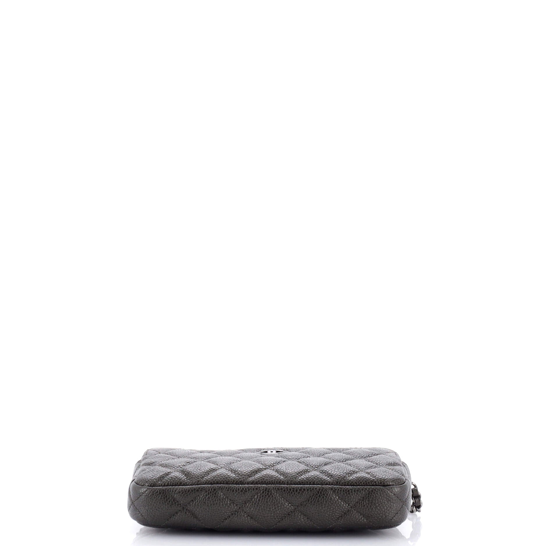 Chanel Double Zip Clutch with Chain Quilted Iridescent Caviar