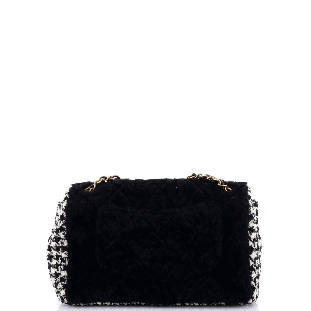 Chanel CC Flap Bag Quilted Shearling and Tweed Medium
