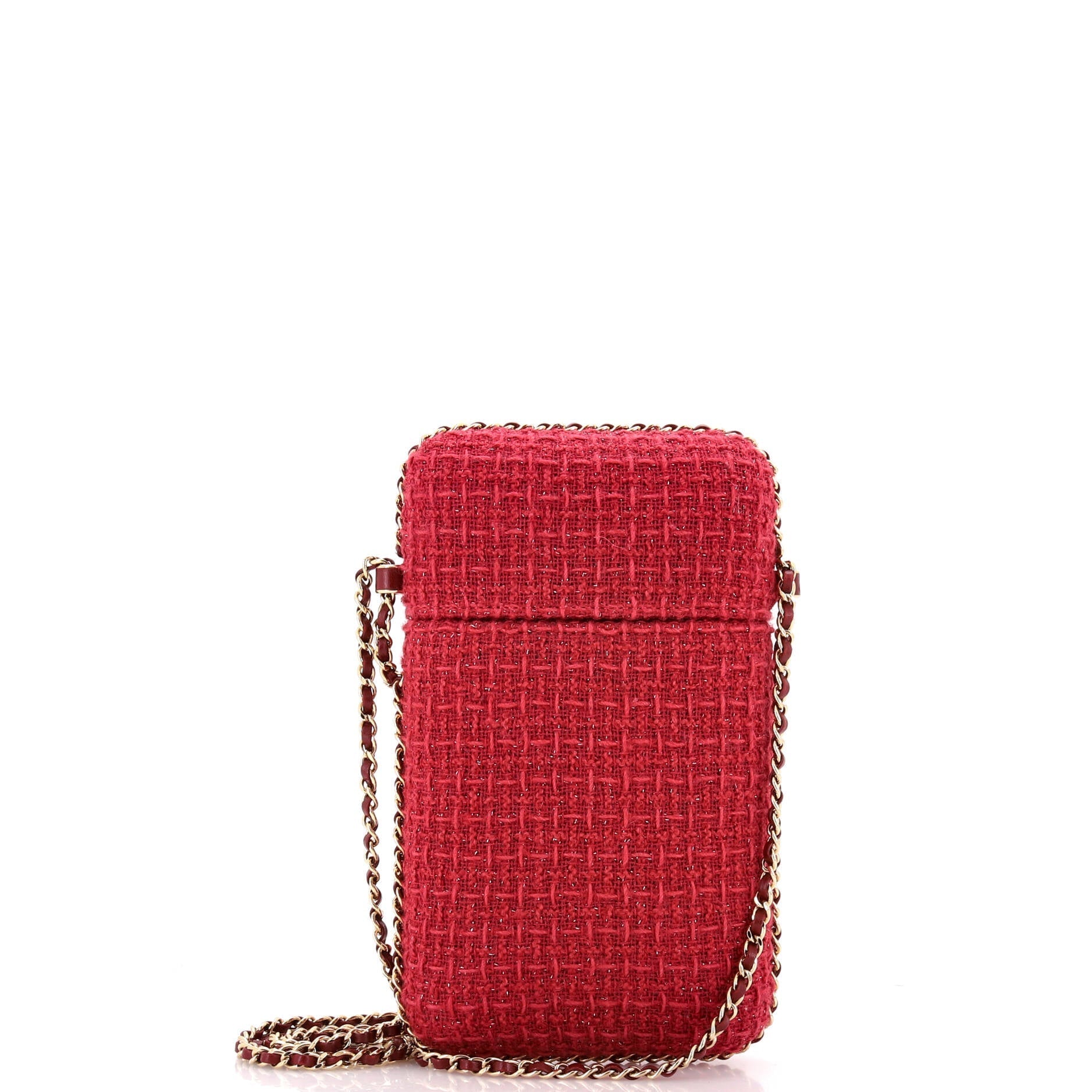 Chanel Chain Around Phone Holder Crossbody Bag Tweed and Ribbon