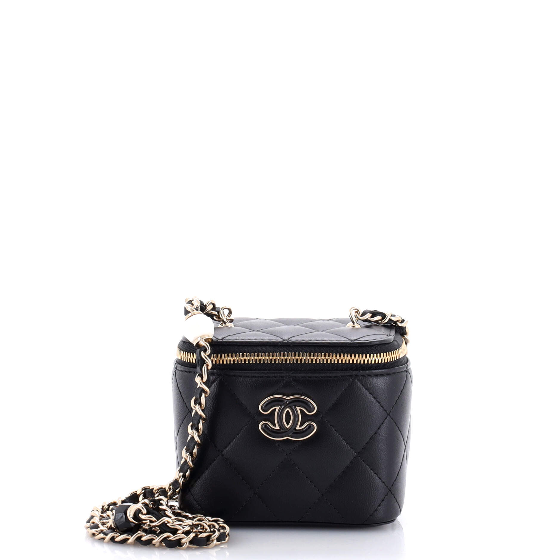 Chanel CC Beaded Charms Vanity on Chain Quilted Lambskin Mini