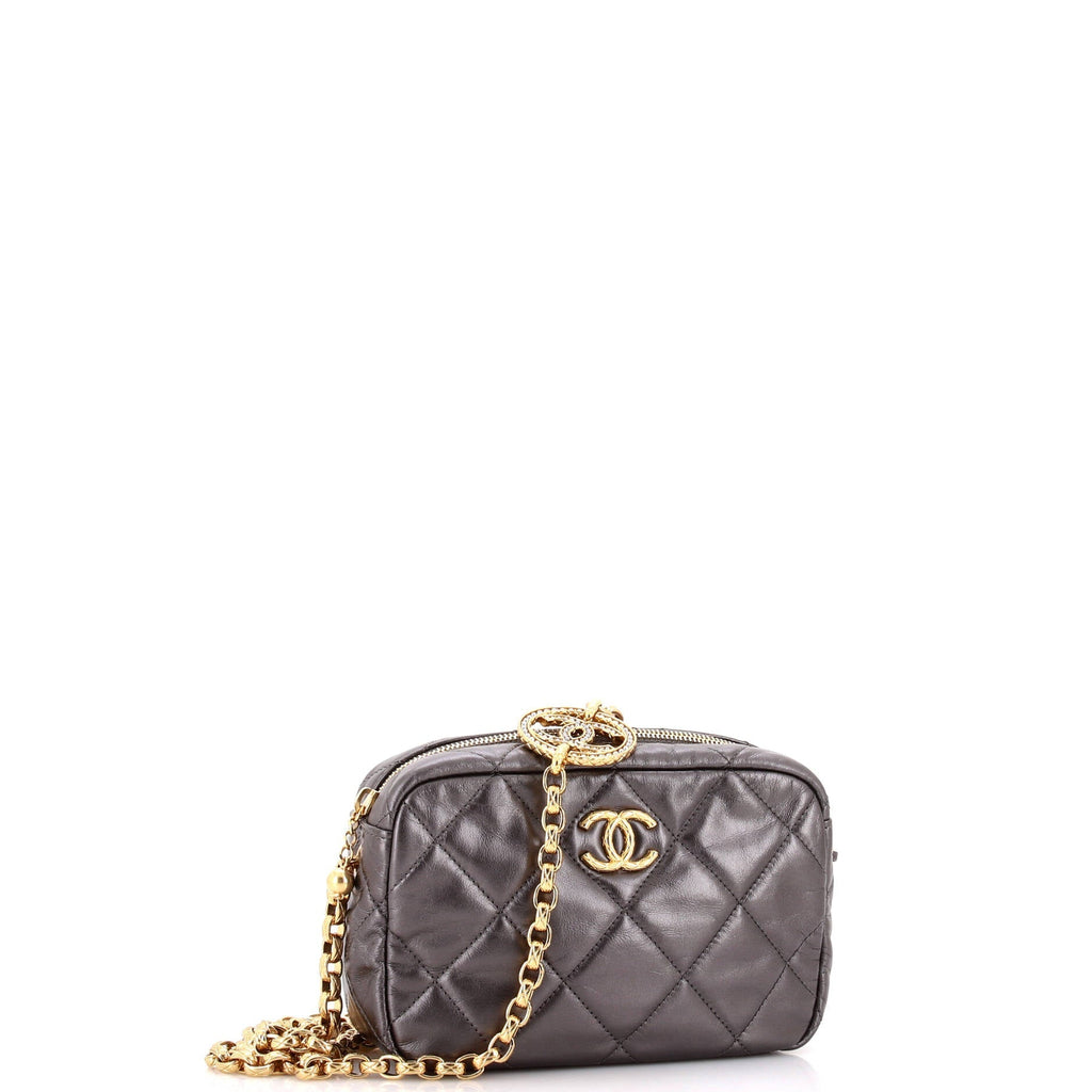 Chanel CC Pearl Medallion Camera Case Quilted Calfskin Mini