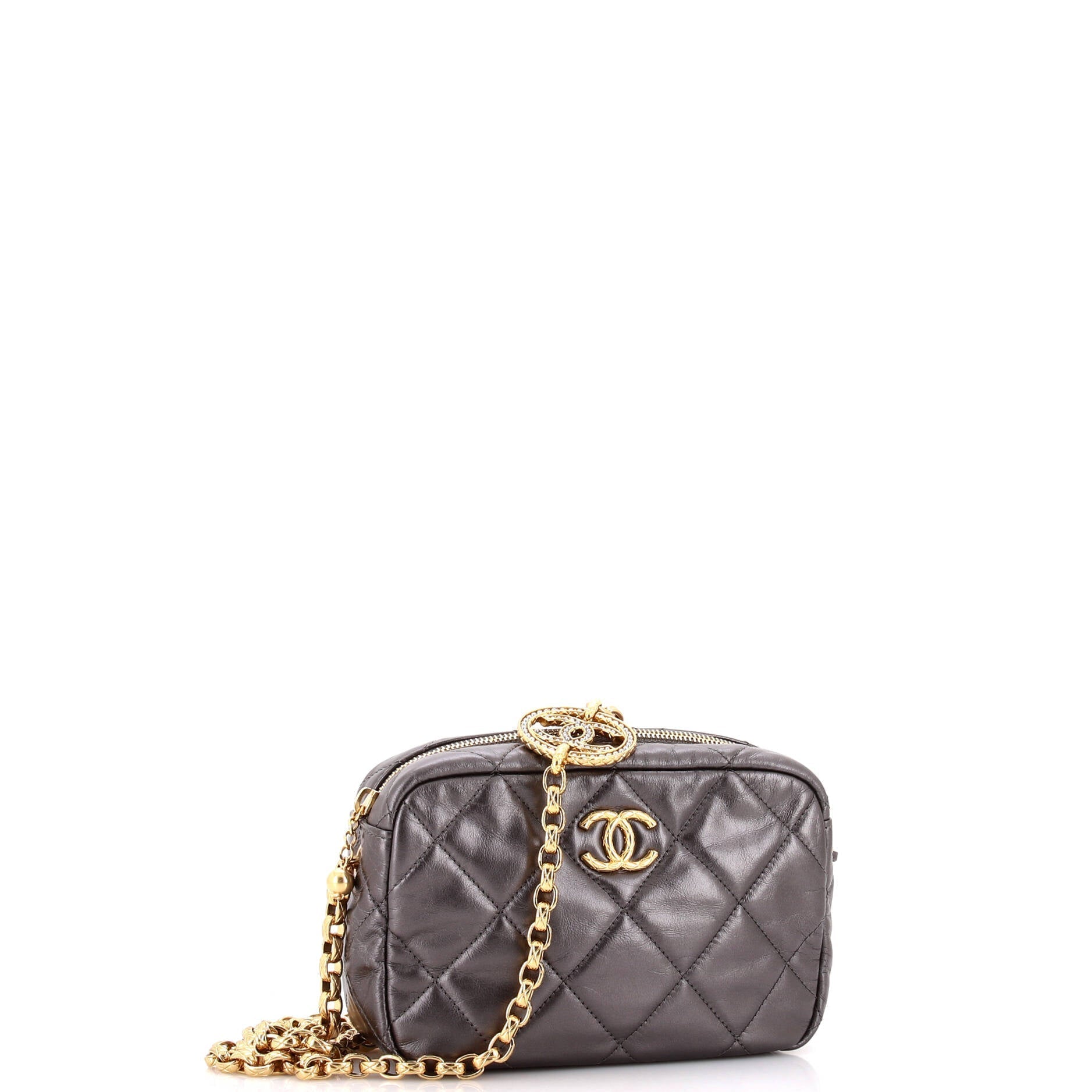 Chanel CC Pearl Medallion Camera Case Quilted Calfskin Mini