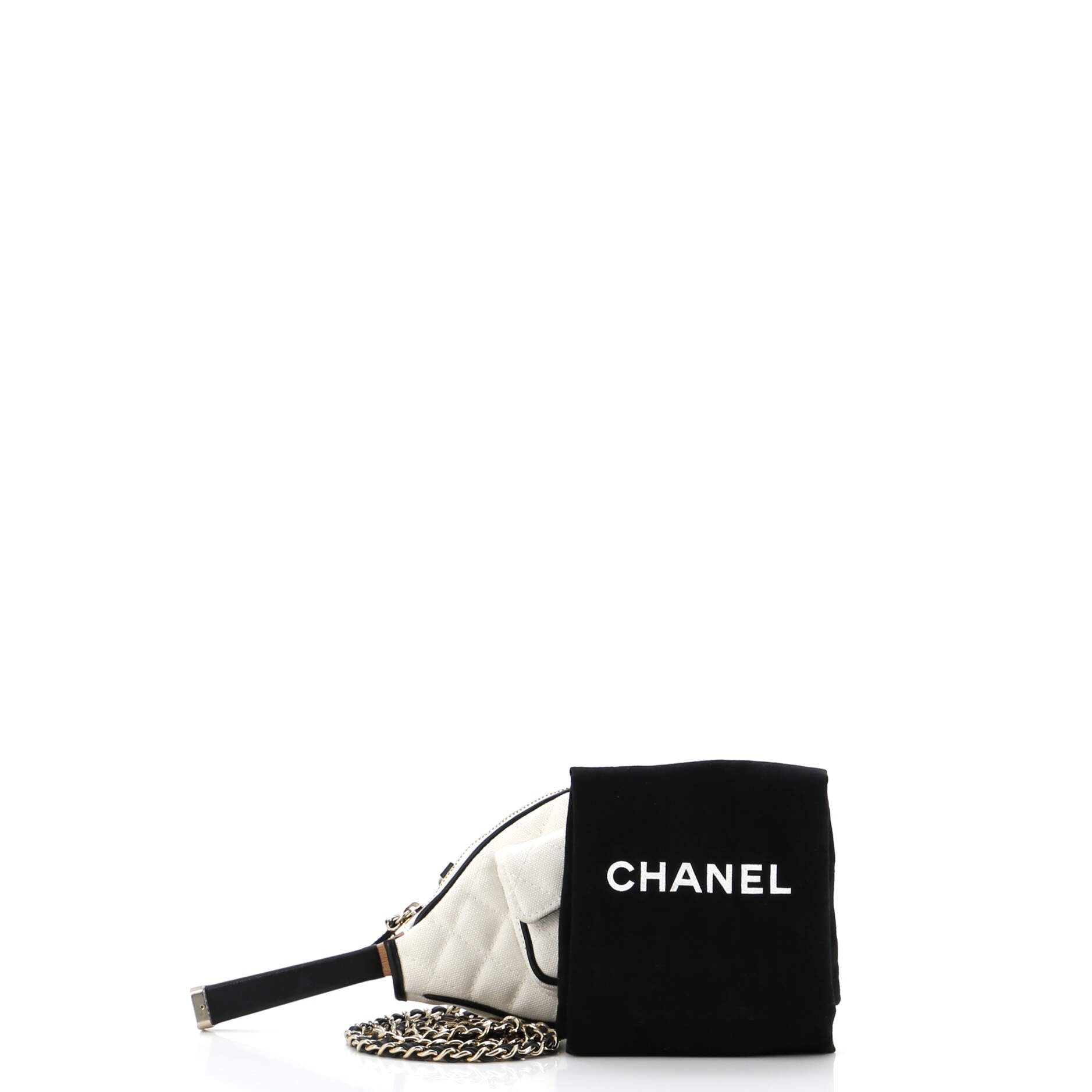 Chanel CC Tennis Racket Clutch with Chain Quilted Canvas and Leather