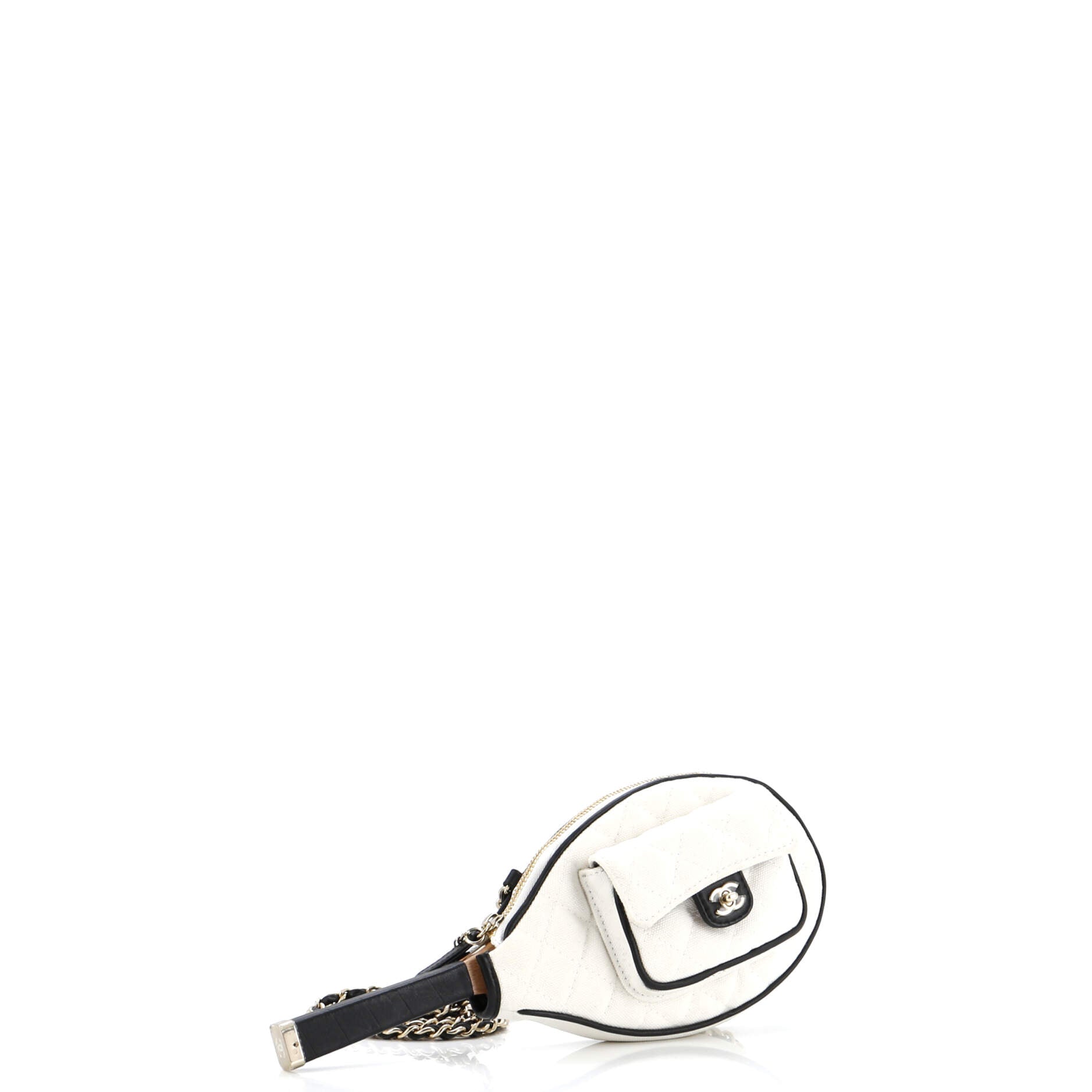 Chanel CC Tennis Racket Clutch with Chain Quilted Canvas and Leather