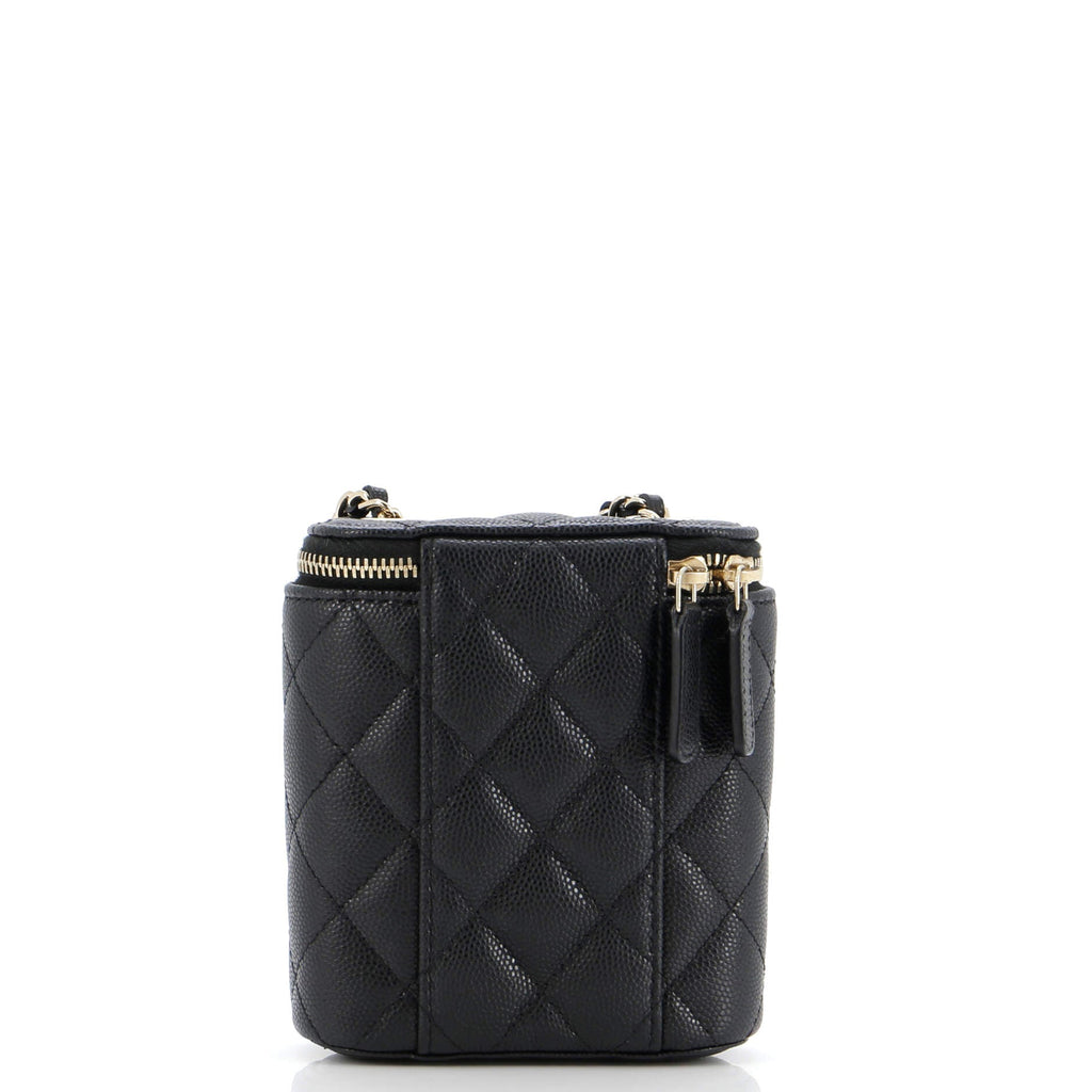 Chanel Vertical Classic Vanity Case with Chain Quilted Caviar Small
