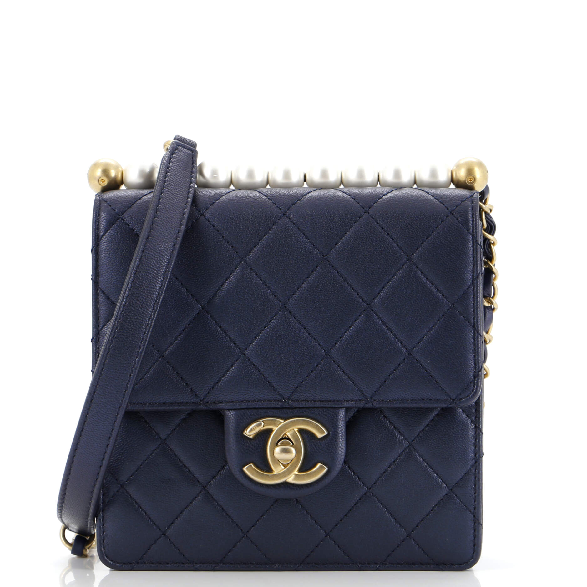 Chanel Chic Pearls Flap Bag Quilted Lambskin Mini