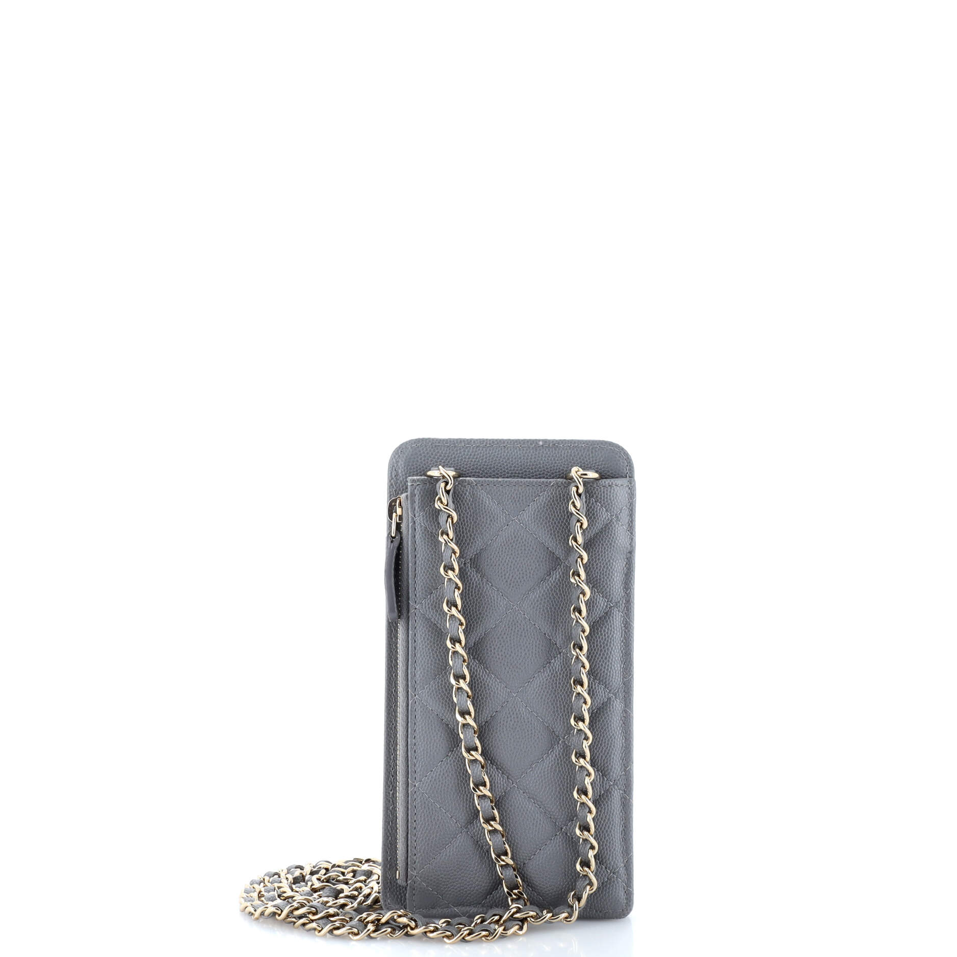Chanel O Phone Holder Crossbody Bag Quilted Caviar