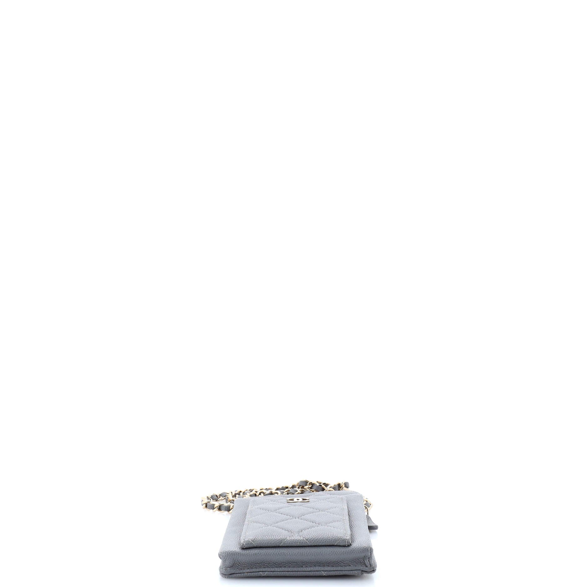 Chanel O Phone Holder Crossbody Bag Quilted Caviar
