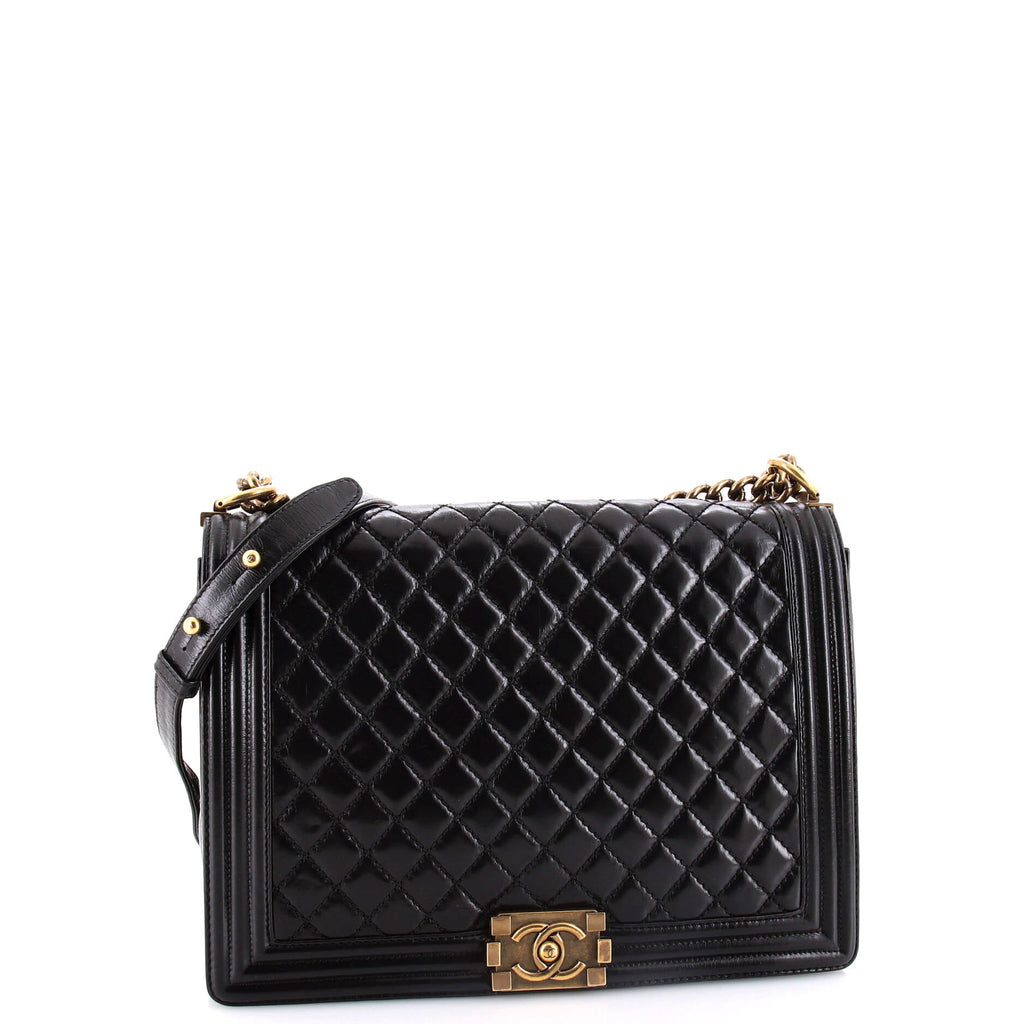 Chanel Boy Flap Bag Quilted Glazed Calfskin Large