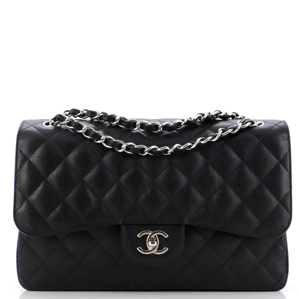 Chanel Classic Double Flap Bag Quilted Caviar Jumbo