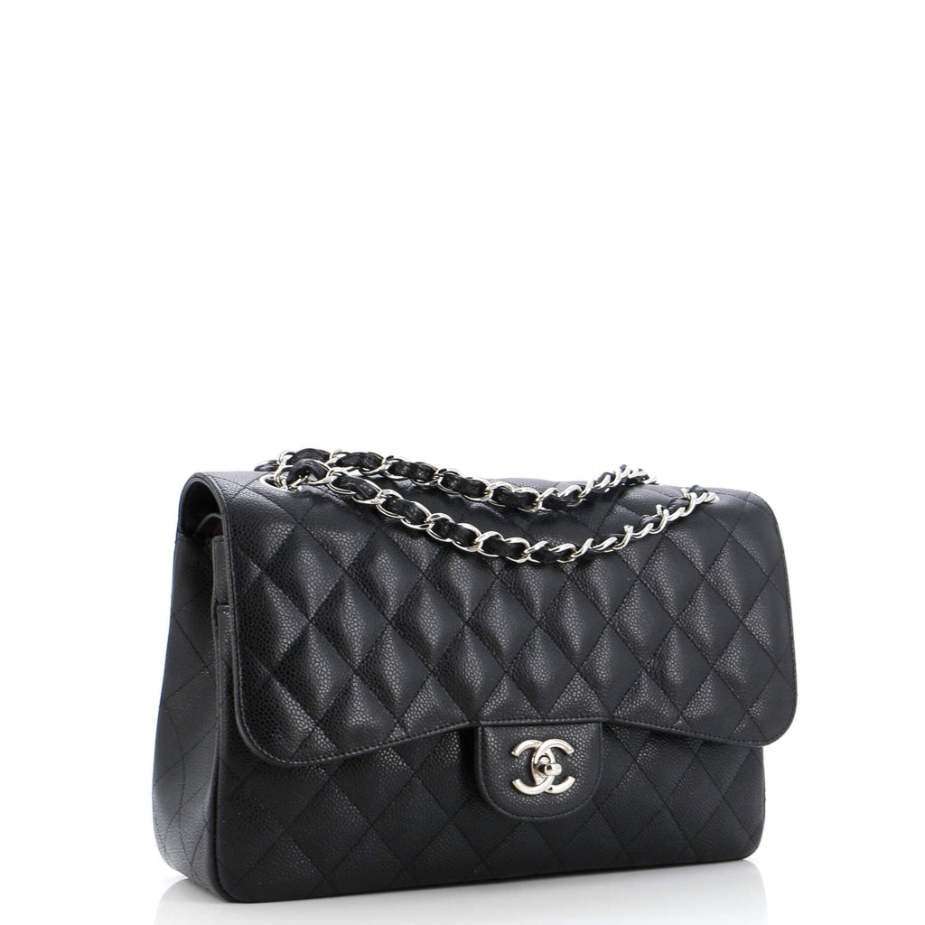 Chanel Classic Double Flap Bag Quilted Caviar Jumbo