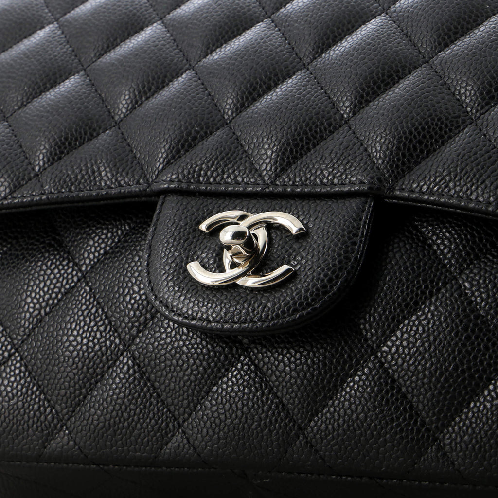 Chanel Classic Double Flap Bag Quilted Caviar Jumbo