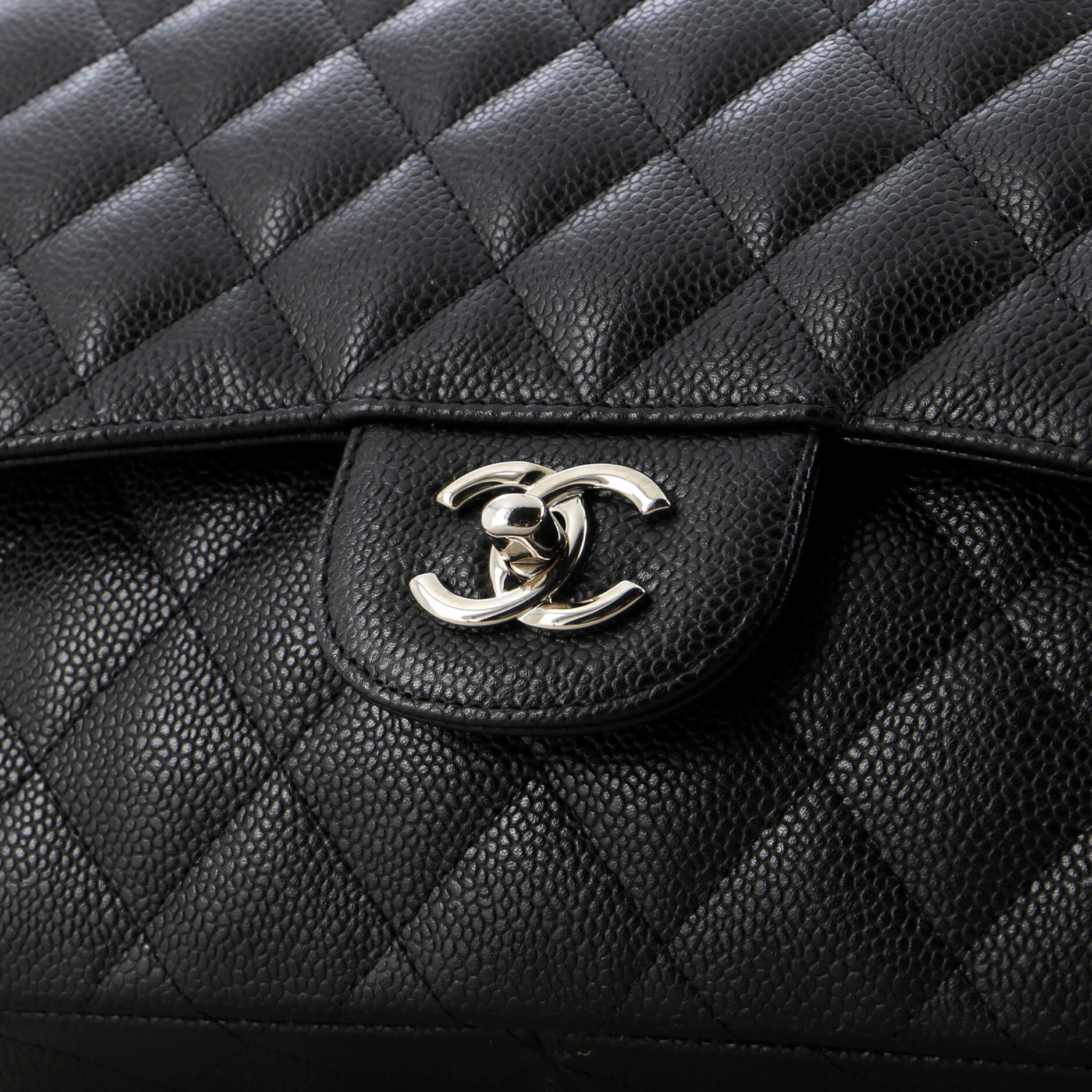 Chanel Classic Double Flap Bag Quilted Caviar Jumbo