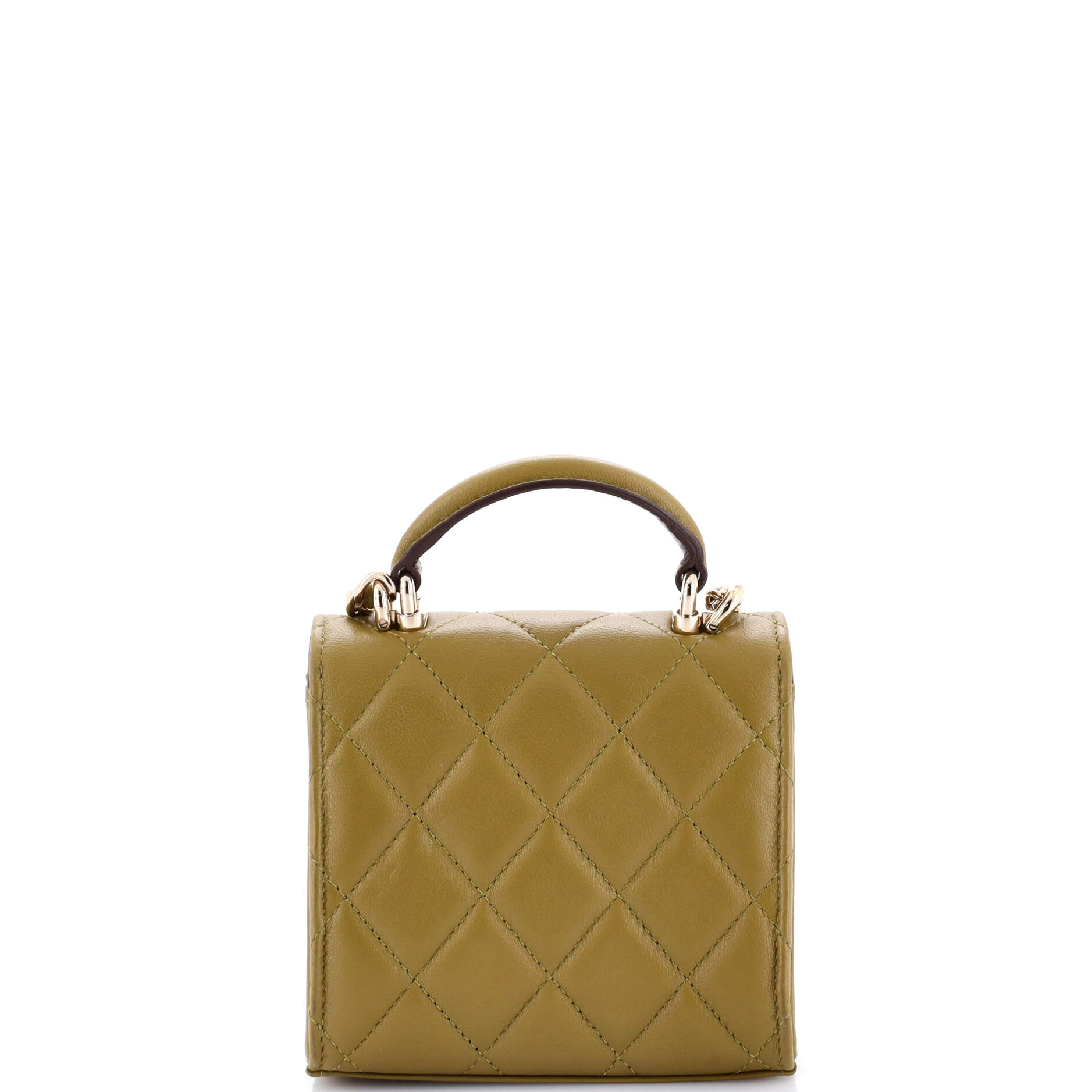 Chanel Square Classic Flap Top Handle Clutch with Chain Quilted Lambskin