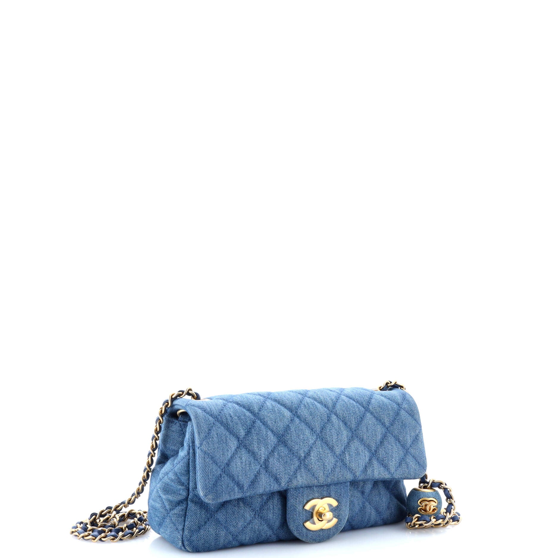 Chanel Pearl Crush Flap Bag Quilted Denim Mini