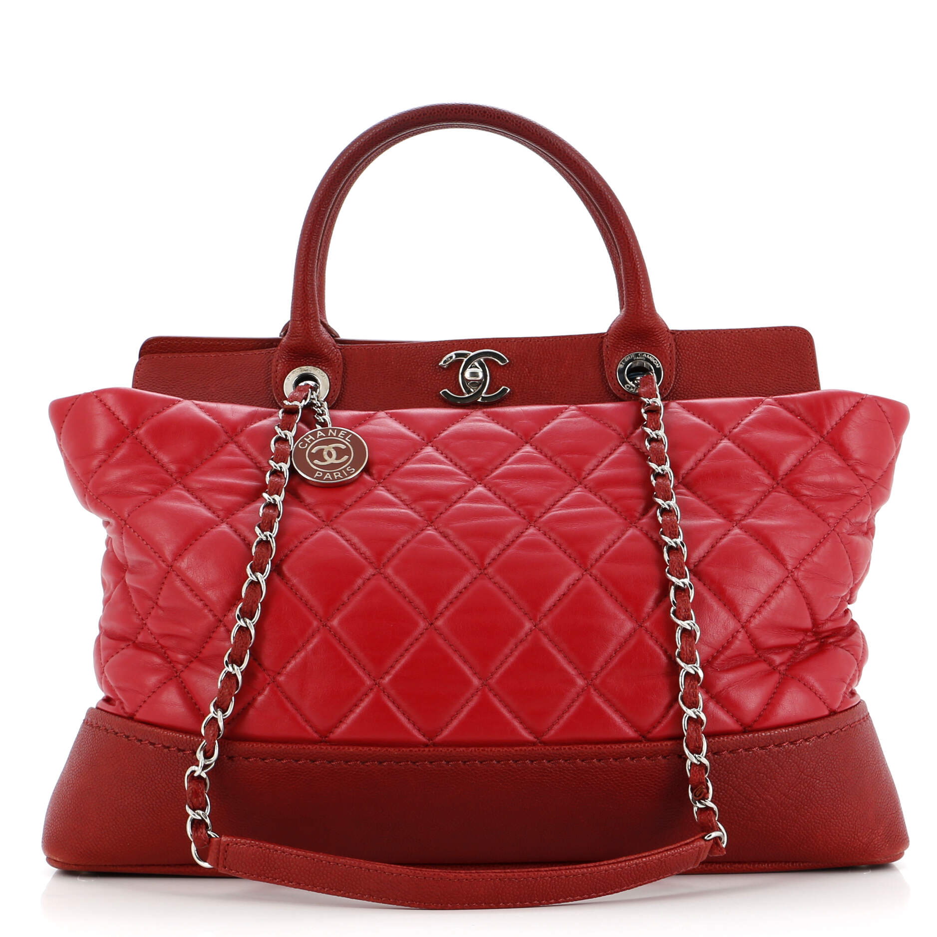 Chanel Be CC Tote Quilted Calfskin with Caviar Large