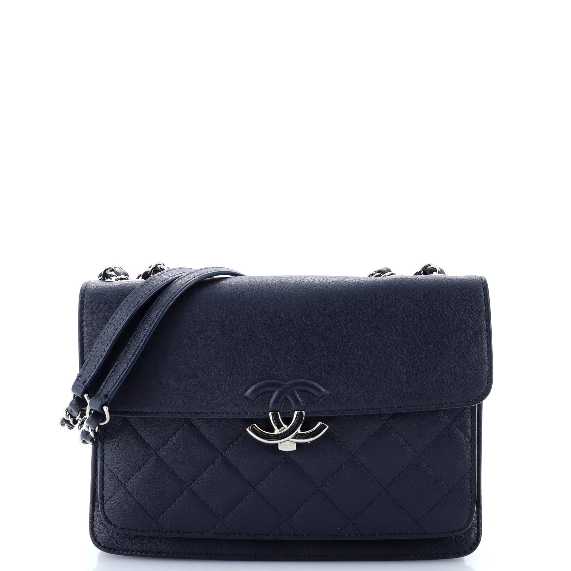 Chanel CC Box Flap Bag Quilted Calfskin Small