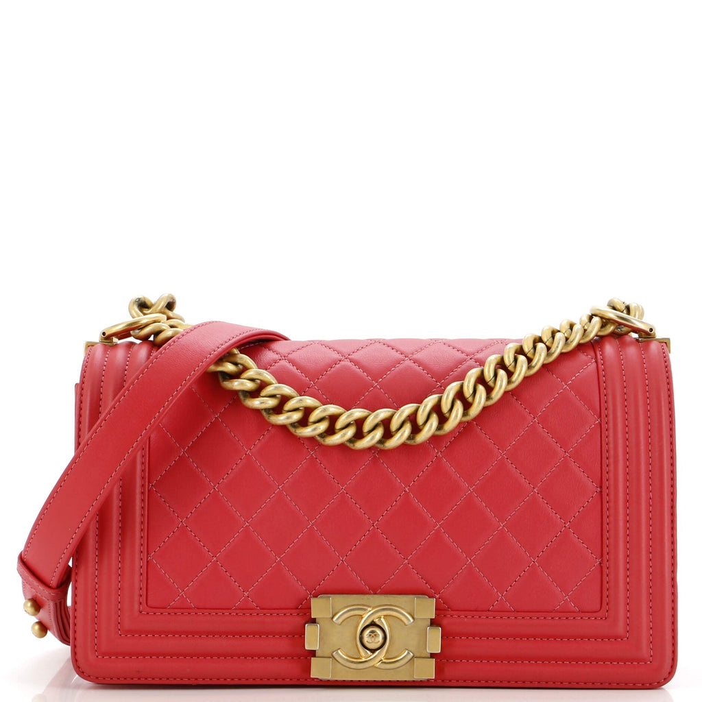 Chanel Boy Flap Bag Quilted Lambskin Old Medium