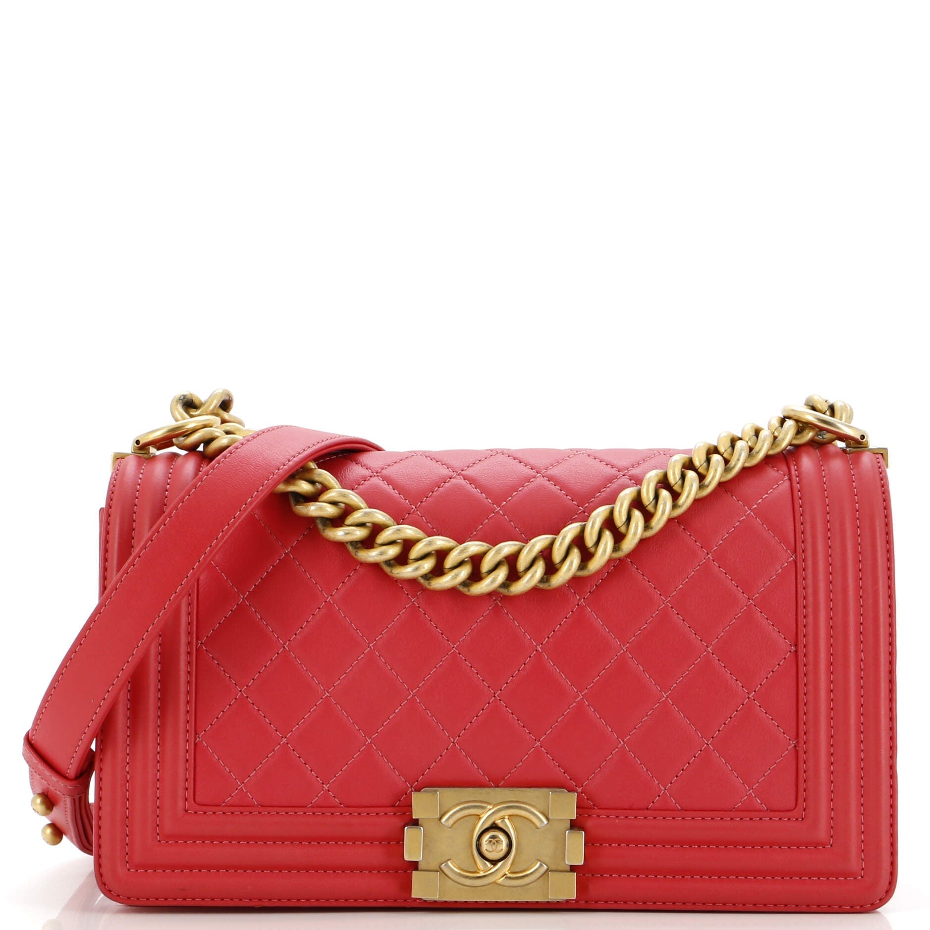 Chanel Boy Flap Bag Quilted Lambskin Old Medium