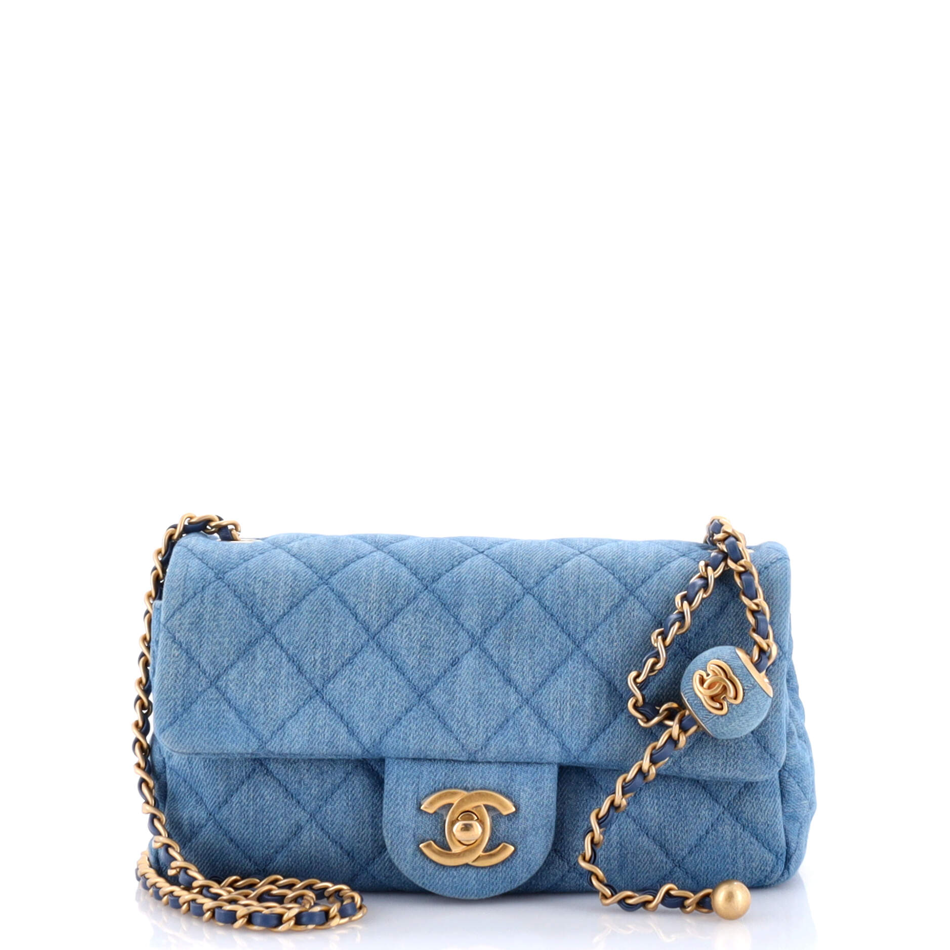 Chanel Pearl Crush Flap Bag Quilted Denim Mini