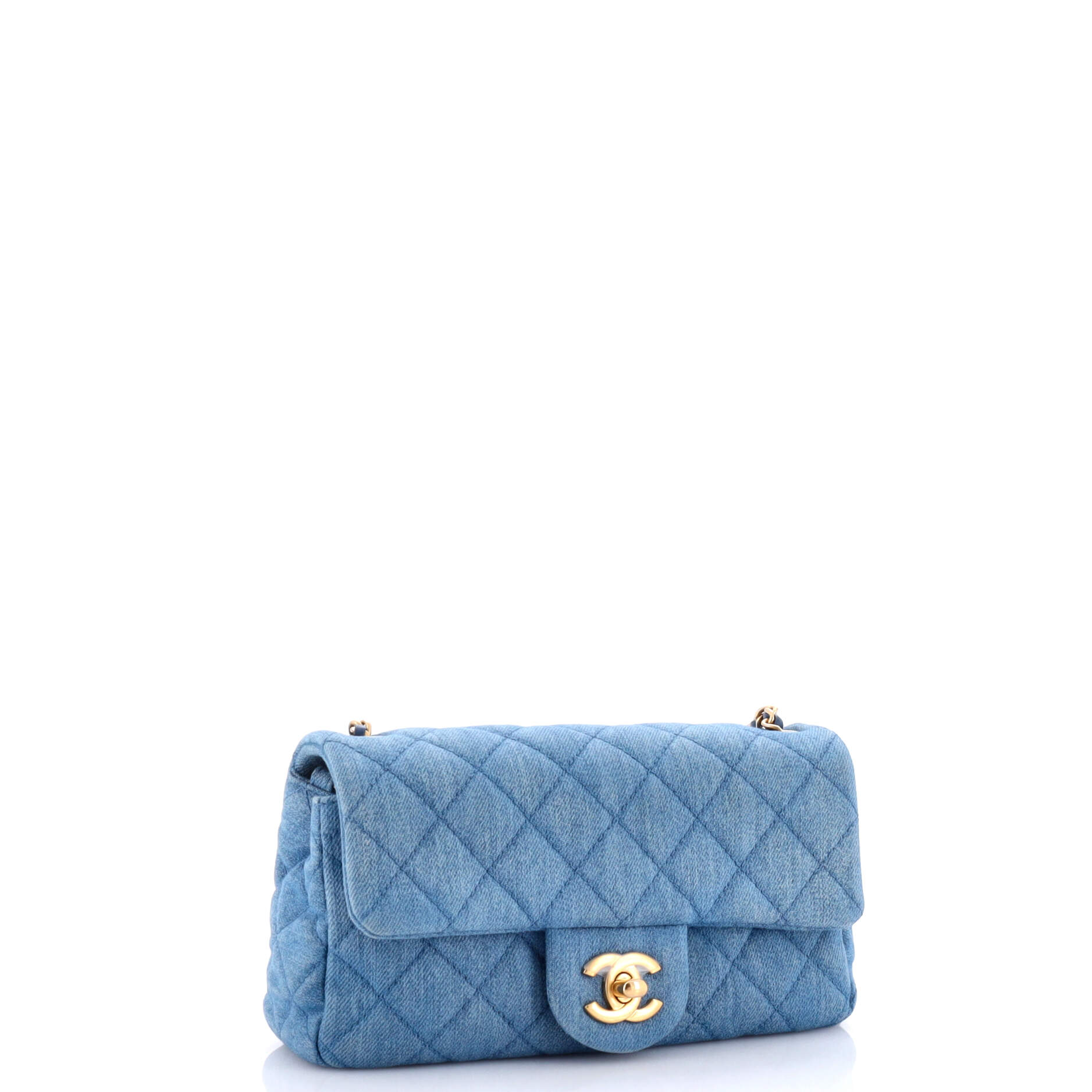 Chanel Pearl Crush Flap Bag Quilted Denim Mini