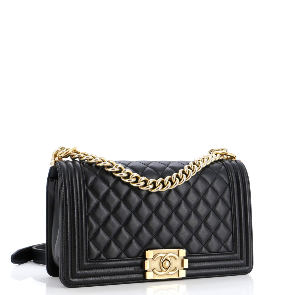Chanel Boy Flap Bag Quilted Lambskin Old Medium