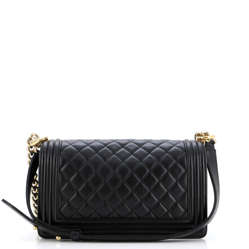 Chanel Boy Flap Bag Quilted Lambskin Old Medium