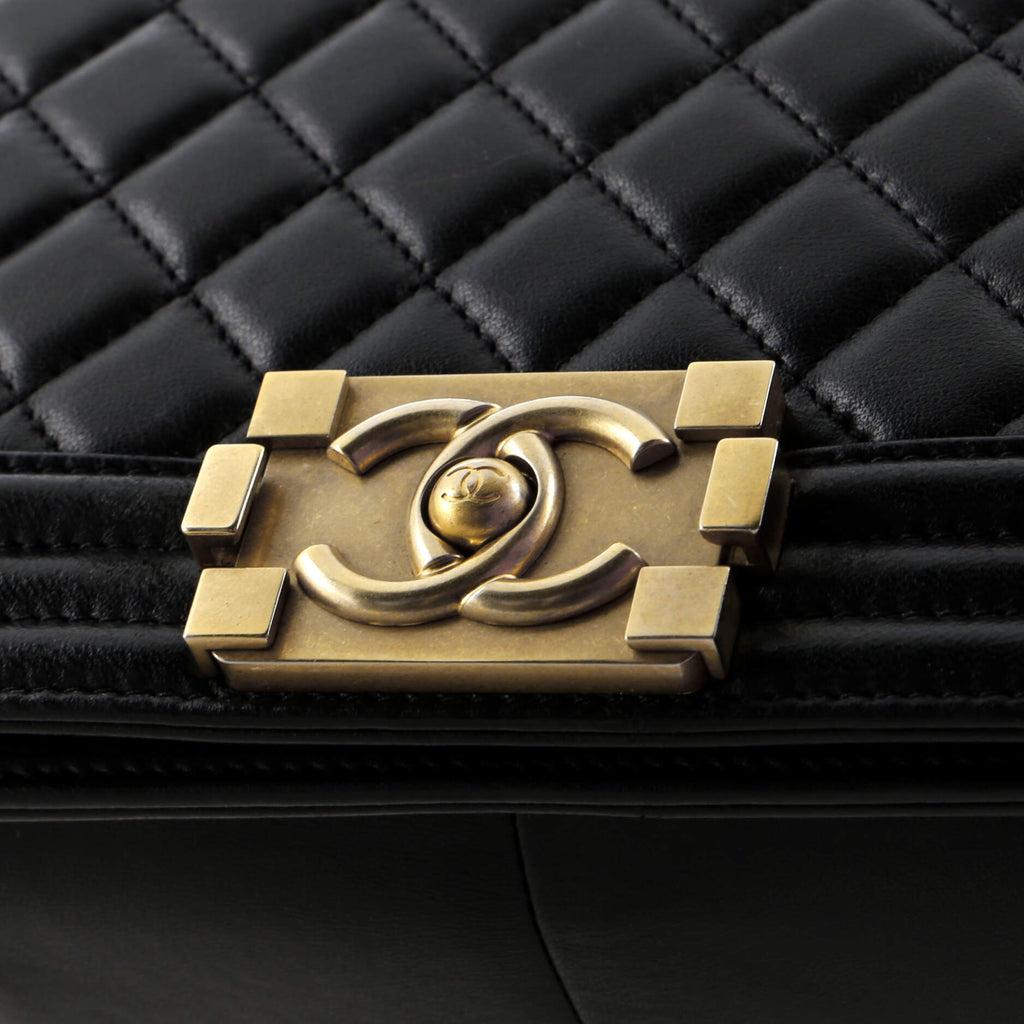 Chanel Boy Flap Bag Quilted Lambskin Old Medium