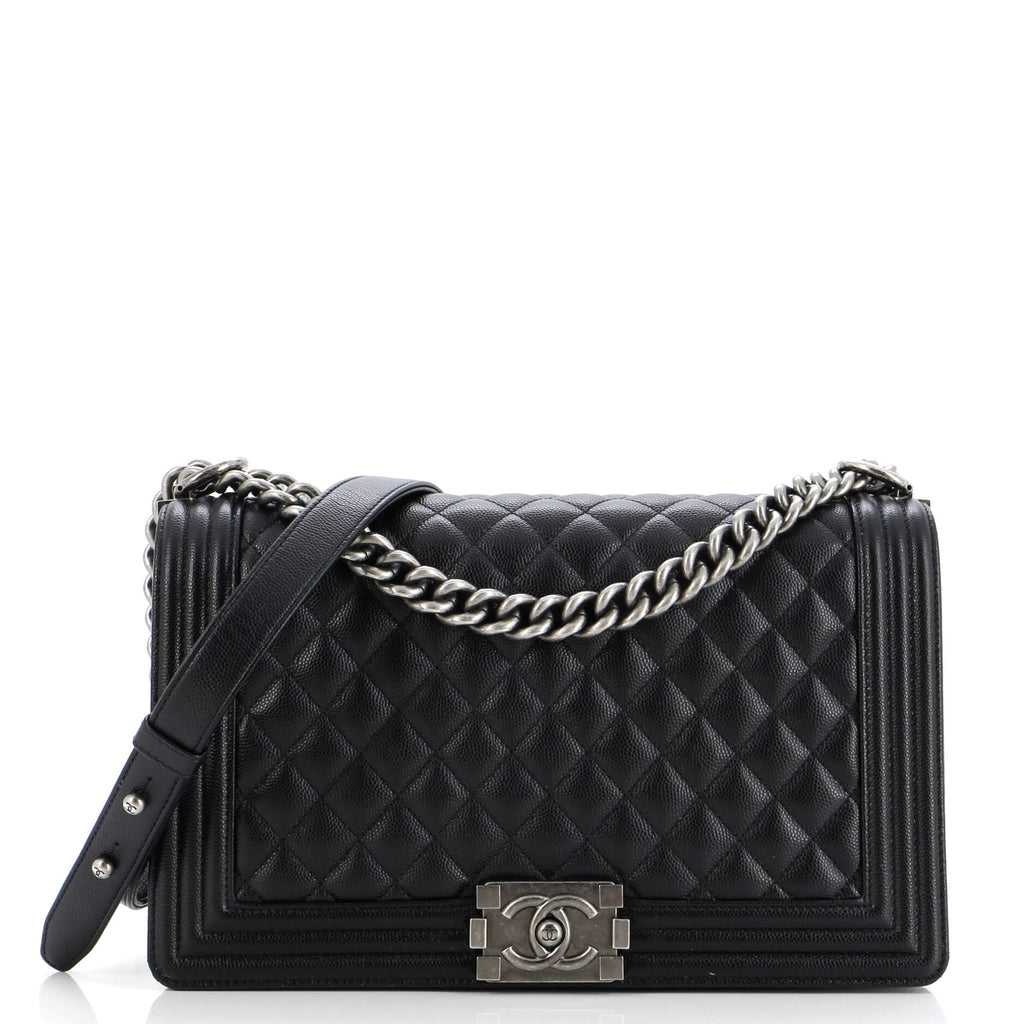 Chanel Boy Flap Bag Quilted Caviar New Medium