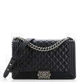 Chanel Boy Flap Bag Quilted Caviar New Medium
