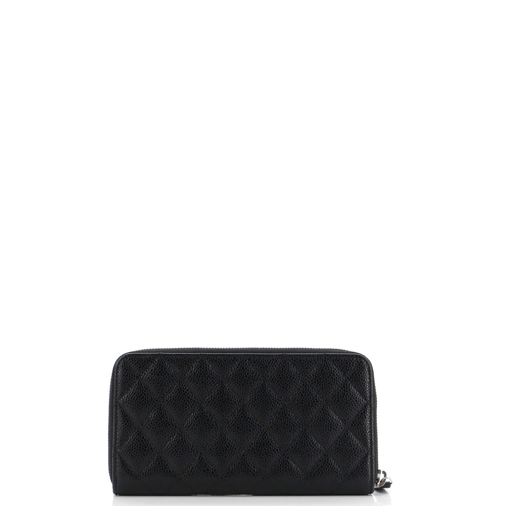 Chanel Zip Around Wallet Quilted Caviar Long