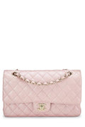 Chanel,  Iridescent Pink Quilted Caviar Classic Double Flap Medium, Pink