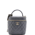 Chanel CC Top Handle Vanity Case with Chain Quilted Caviar Small