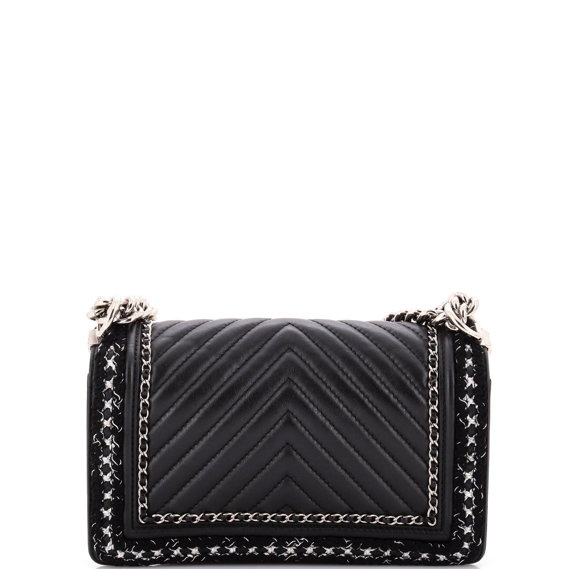 Chanel Jacket Boy Flap Bag Quilted Lambskin with Tweed Old Medium