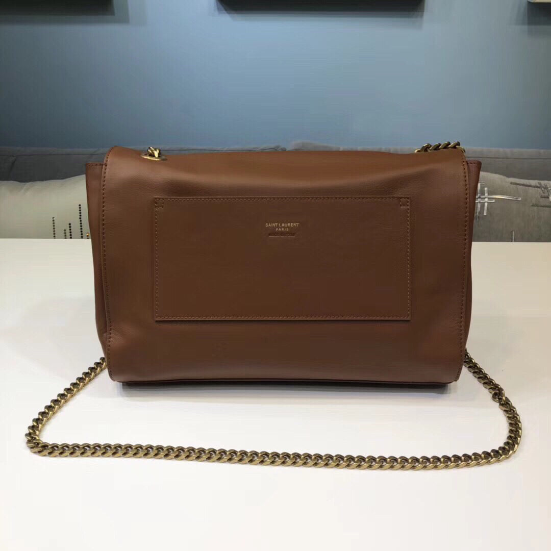 YSSL Kate Medium Chain Bag In Grain De Poudre Brown For Women 9in/24cm YSL 364021BOW0J2346