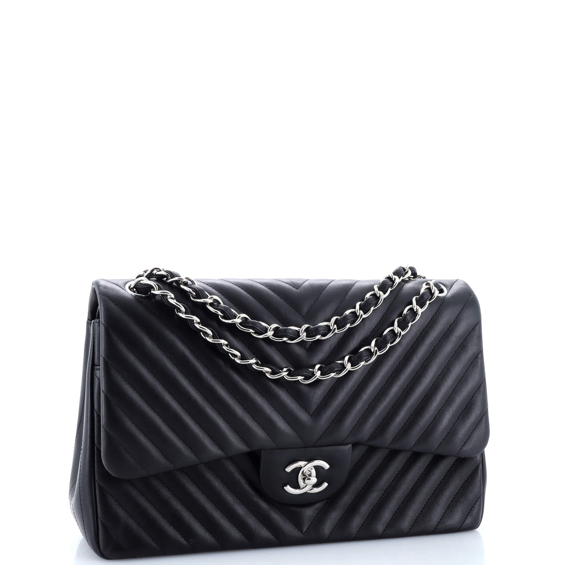Chanel Classic Double Flap Bag Chevron Lambskin Jumbo