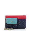 Chanel Tricolor CC Multi-Pocket Wallet on Chain Quilted Goatskin