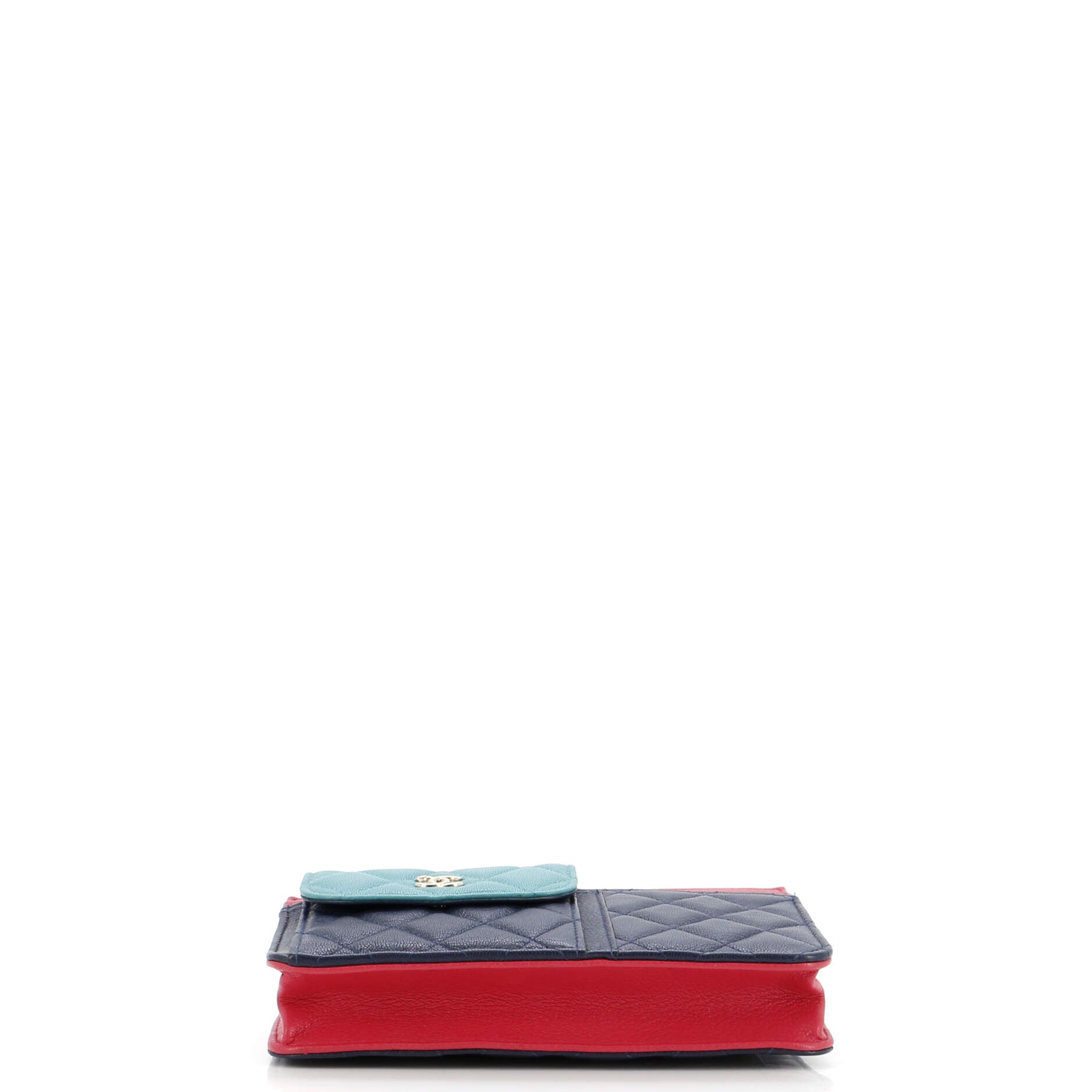 Chanel Tricolor CC Multi-Pocket Wallet on Chain Quilted Goatskin