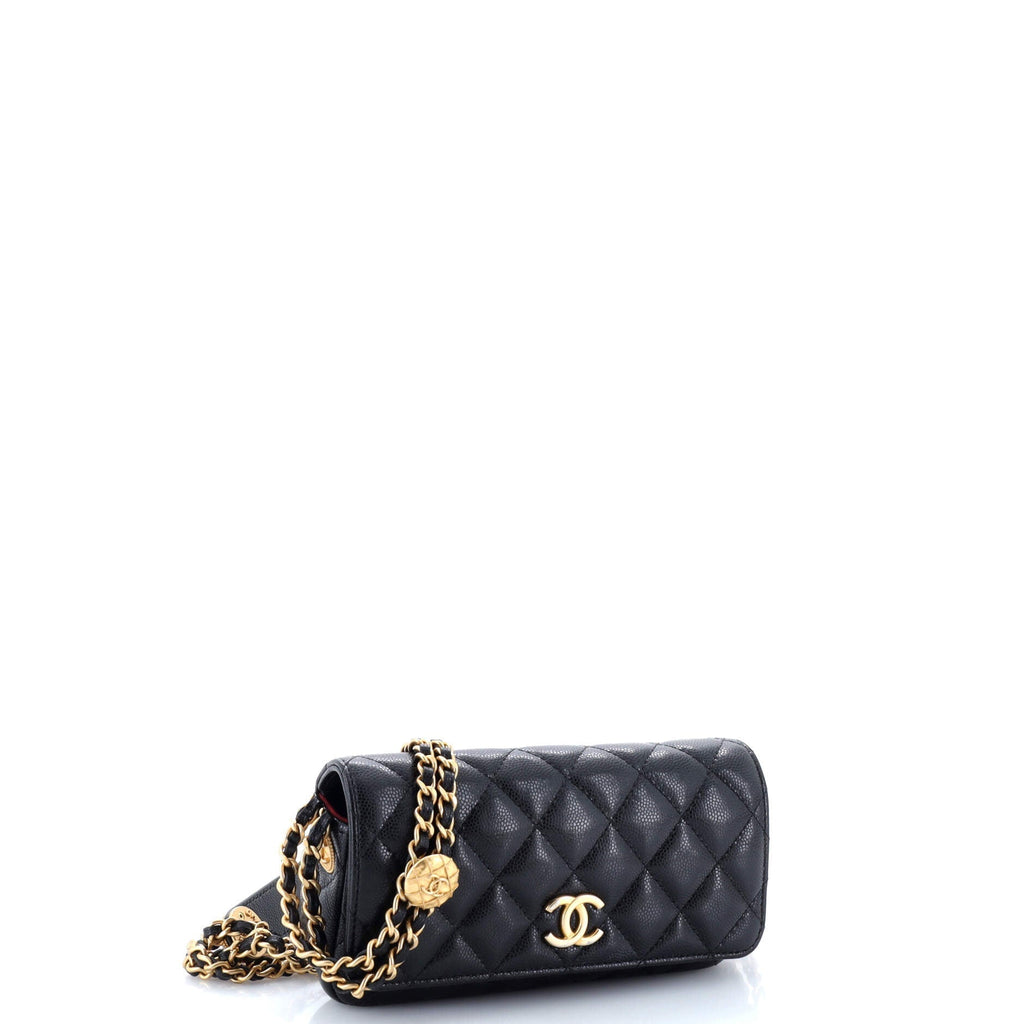 Chanel Twist Your Buttons Flap Clutch with Chain Quilted Caviar