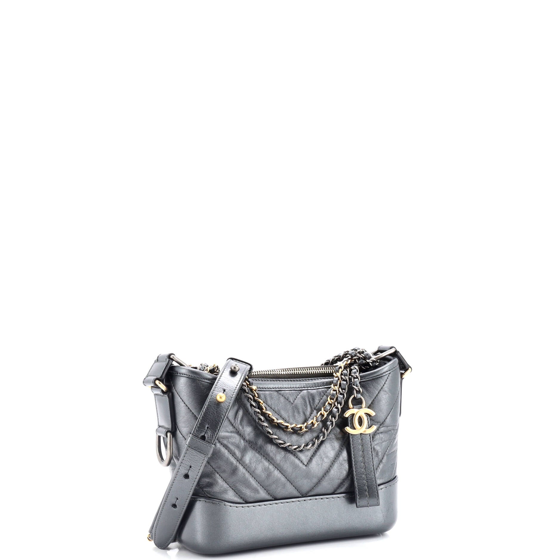 Chanel Gabrielle Hobo Chevron Aged Calfskin Small