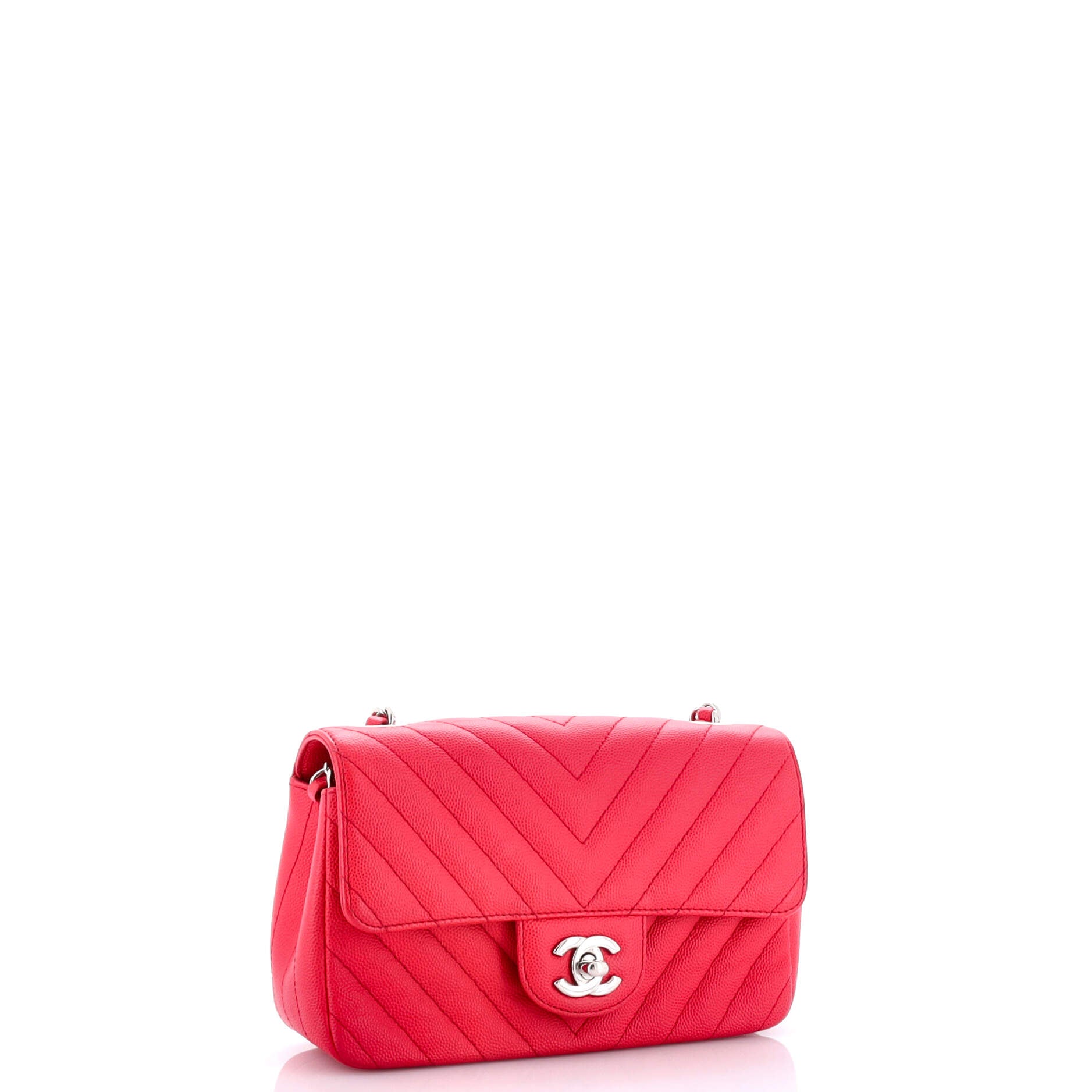 Chanel Classic Single Flap Bag Chevron Caviar Mini