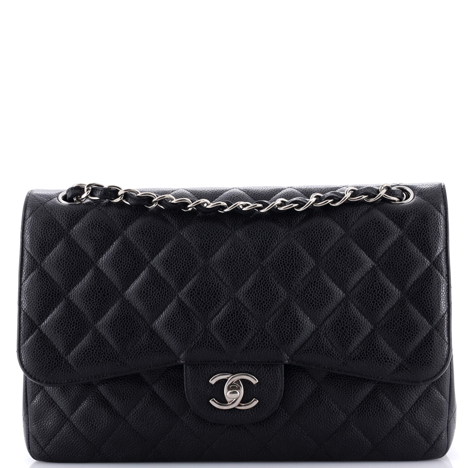 Chanel Classic Double Flap Bag Quilted Caviar Jumbo