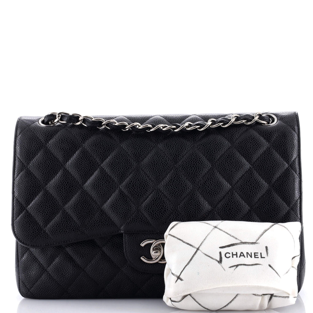 Chanel Classic Double Flap Bag Quilted Caviar Jumbo